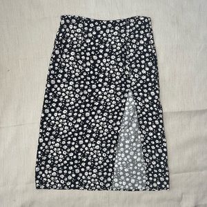 Black/yellow/white divided midi skirt
